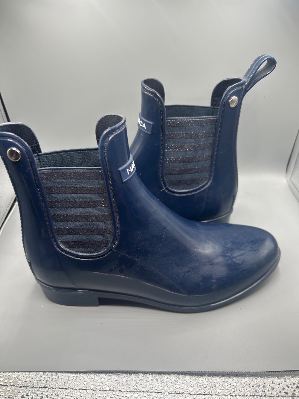 Nautica Dark Navy Slip-On Rain Chelsea Boots